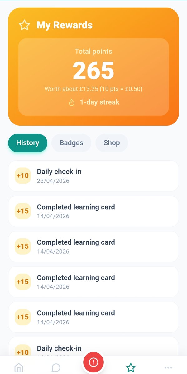 Learning module showing pathways for Cooking Basics, Money and Budgeting, Keeping Things Clean, Laundry, Tenancy Ready, and Jobs and CV Basics