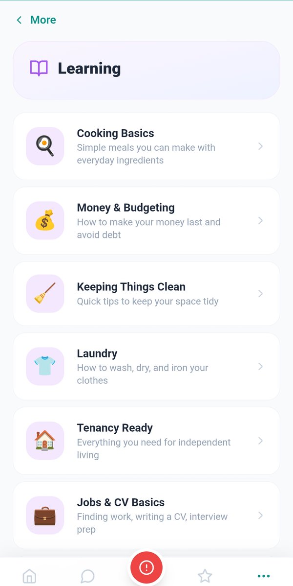 Rewards history showing daily check-ins and completed learning cards earning points